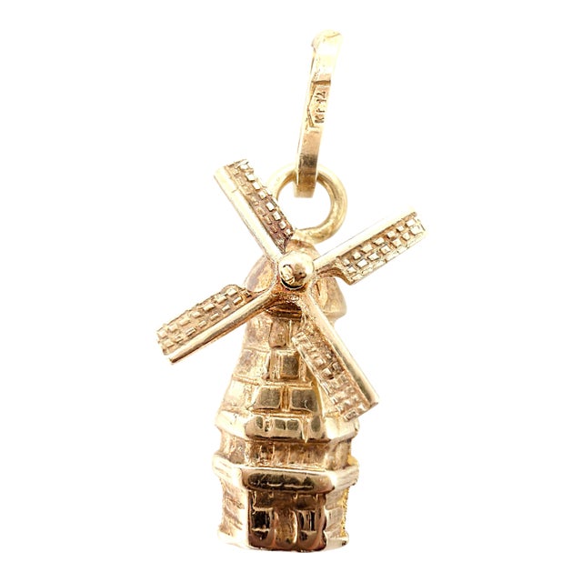 Vintage 1960s 14k Gold Articulating Windmill Charm For Sale