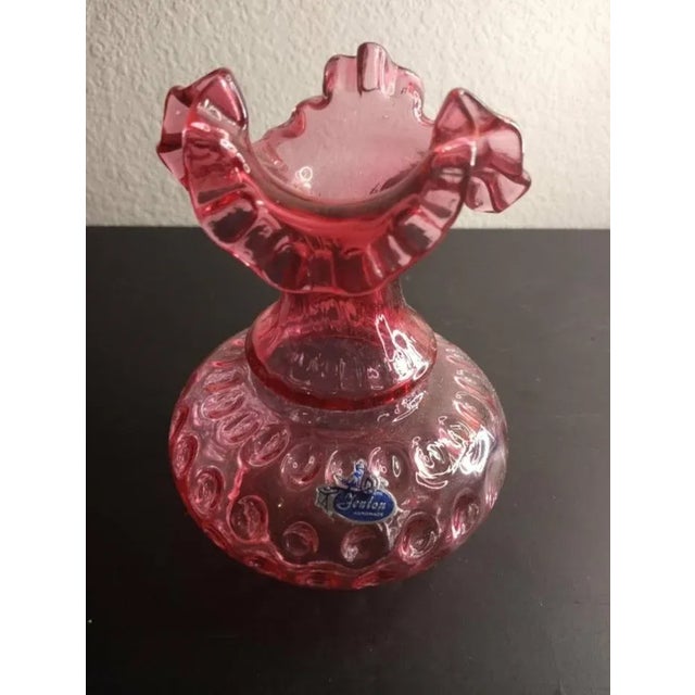 VTG Fenton 7" Cranberry Ruffled Edge Melon Vase. This beautiful vintage Fenton vase is a rare find for collectors and...