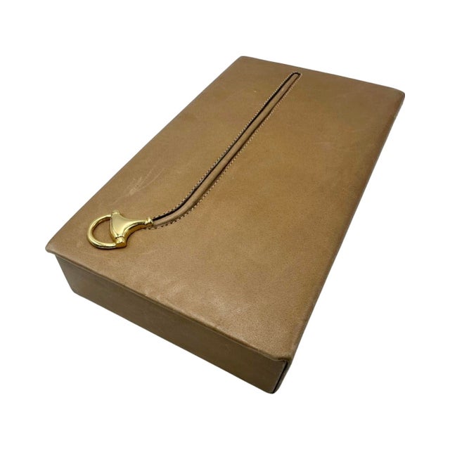 Mid 20th Century Vintage Gucci Brown Leather Box Cigarette Trinket Jewelry For Sale - Image 10 of 12