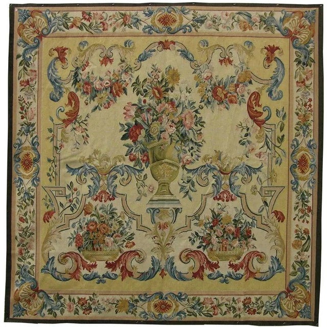 19th Century Vintage Colorful Floral Tapestry For Sale - Image 5 of 9