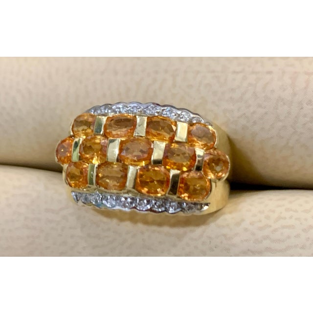 2020s 2.25 Carat Oval Cut Natural Yellow Sapphire and Diamond 14 Karat Gold Ring, Size 3 For Sale - Image 5 of 8