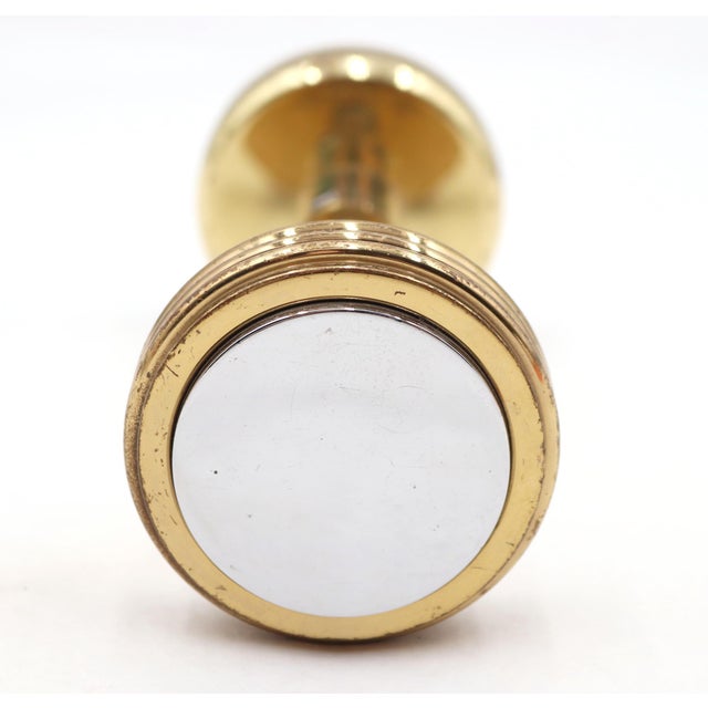Metal Pair of Modern Polished Brass & Nickel Entry Door Knobs For Sale - Image 7 of 8