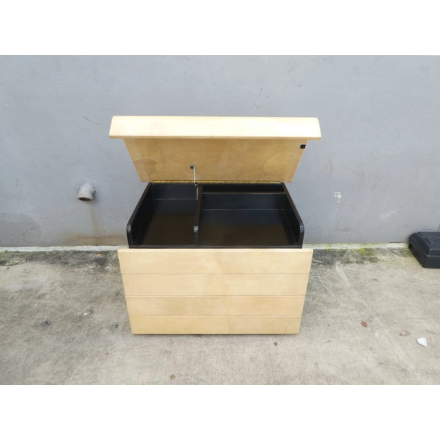 Modern Seductive 1970's Lift Top Goat Skin Chest of Drawers For Sale - Image 3 of 13