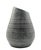 A cylindrical ceramic vase with retro-style lines in anthracite grey, featuring an aged, matt finish and a distinctive,...
