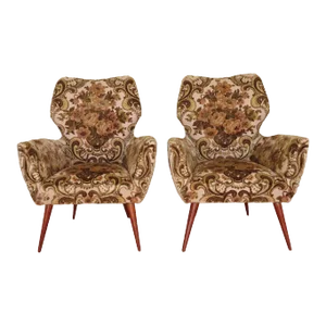 1950s Paolo Buffa Style Italian Upholstered Chairs - a Pair