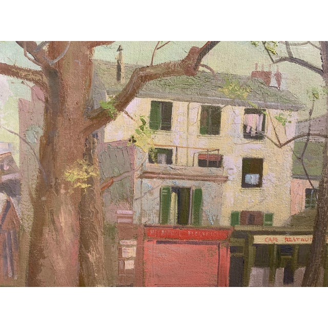 Green 1952 J. Allison “Canal Street Martin - Paris” Oil on Canvas For Sale - Image 8 of 10