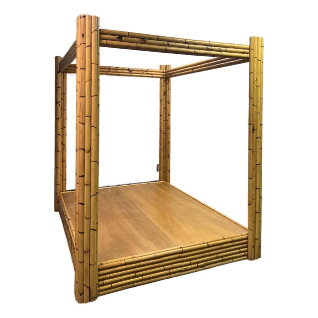 Coastal Bamboo Canopy Bed - Full Size For Sale