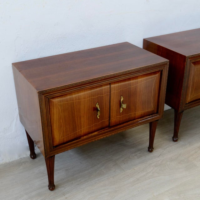 Mid-Century Bedside Tables in Italian Briar Design, 1950s, Set of 2 For Sale - Image 15 of 18