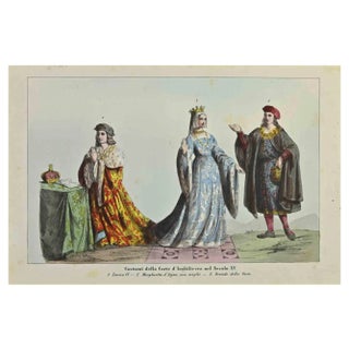 Auguste Wahlen, Costumes of the Court of England, Lithograph, 1844 For Sale