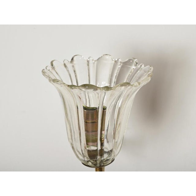 1950s Murano Glass and Brass Flower Sconces from Barovier, Italy, 1950s, Set of 2 For Sale - Image 5 of 18