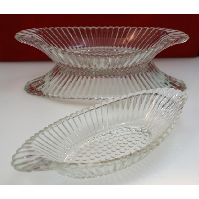 1930s Art Deco Jeannette Clear Glass Dessert Ice Cream Banana Split Bowls- Set of 3 For Sale In West Palm - Image 6 of 10