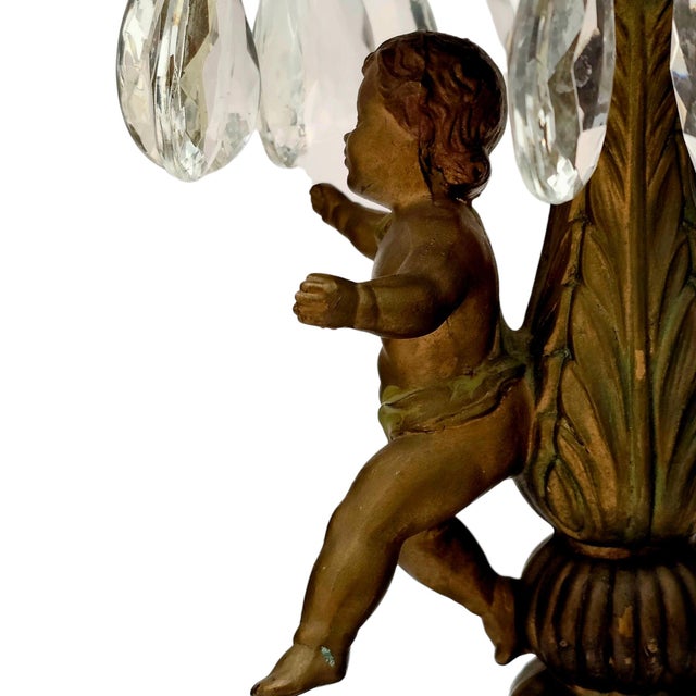 Bronze Loevsky & Loevsky Crystal Cherub Table Lamp in Gilt Bronze, 19.5", Hollywood Regency For Sale - Image 8 of 18
