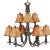 Late 20th Century Elegant, 2 Tired, 9 Bulb, Faux Bamboo Bronze Chandelier With Custom Rattan Shades For Sale