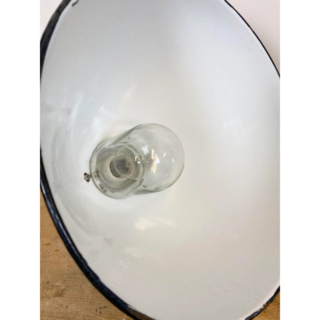 Industrial Black Enamel & Porcelain Ceiling Lamp, 1950s For Sale - Image 9 of 11