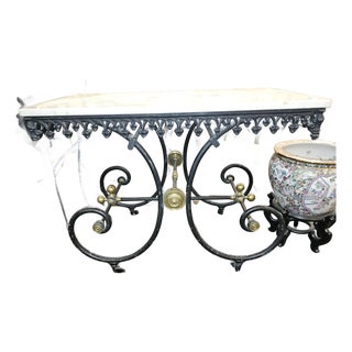 19th Century French Cast Iron & Marble Butcher Shop or Pastry Table For Sale