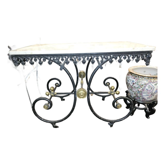 19th Century French Cast Iron & Marble Butcher Shop or Pastry Table For Sale