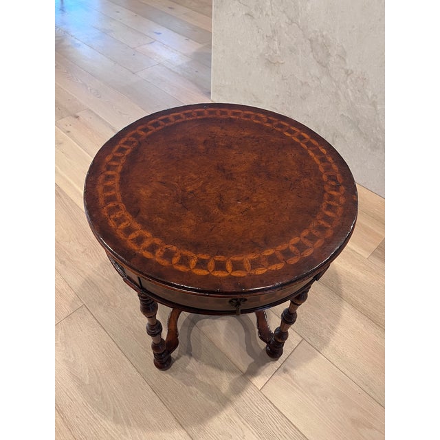 Jonathan Charles Traditional Burl Walnut Side Table – Model 492403 Elevate your living space or library with this...