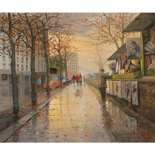 Antonio Rus, Paris Riverbank Street Scene, 21st Century, Oil on Canvas, Framed For Sale - Image 11 of 11