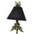 A pair of ornamental floral table lamps by John Richards, with intricate botanical metalwork rising from slender stems....