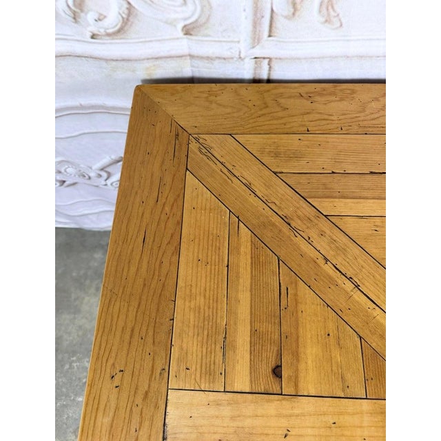 French Provincial Parquetry Drop-Leaf Pedestal Dining Table For Sale - Image 14 of 14