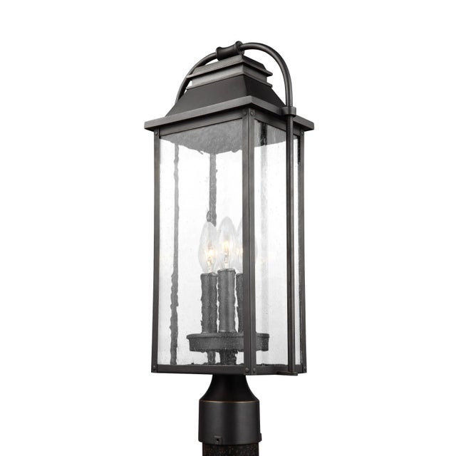 Transitional Sean Lavin by Visual Comfort Studio Wellsworth Post Lantern, Antique Bronze For Sale - Image 3 of 3