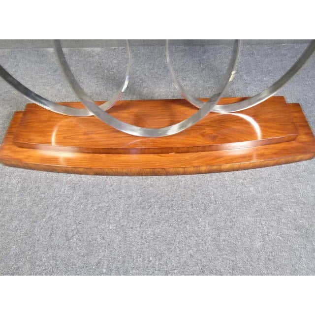 Brown Mid-Century Rosewood and Chrome Console Table For Sale - Image 8 of 9