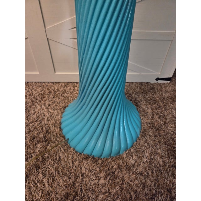 Turquoise Vintage 1980s Postmodern Twisted Plaster Floor Lamp - Michael Taylor Style - Turquoise For Sale - Image 8 of 9