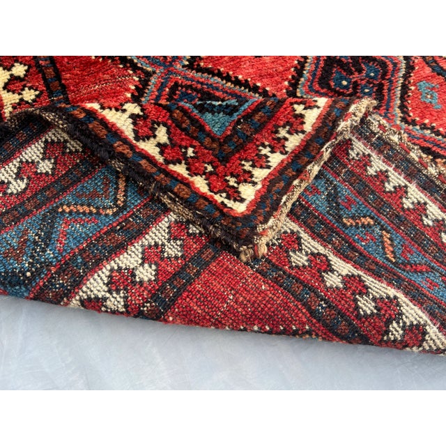Red Antique Turkish Hand-Knotted Rug – Caucasian Tribal Design, Rare Vintage Wool Rug For Sale - Image 11 of 12