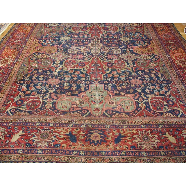 Early 20th Century Persian Sultanabad Carpet ( 8'10" x 11'8" - 270 x 355 ) Antique Sultanabad Room Size Wool Blue Rug,...