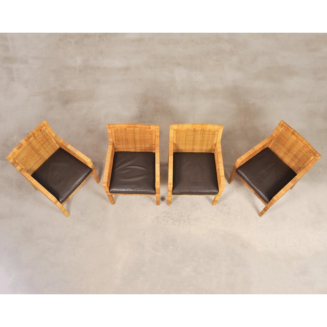 Contemporary Set of Four Billy Baldwin for Bielecky Cane Dining Armchairs For Sale - Image 3 of 18