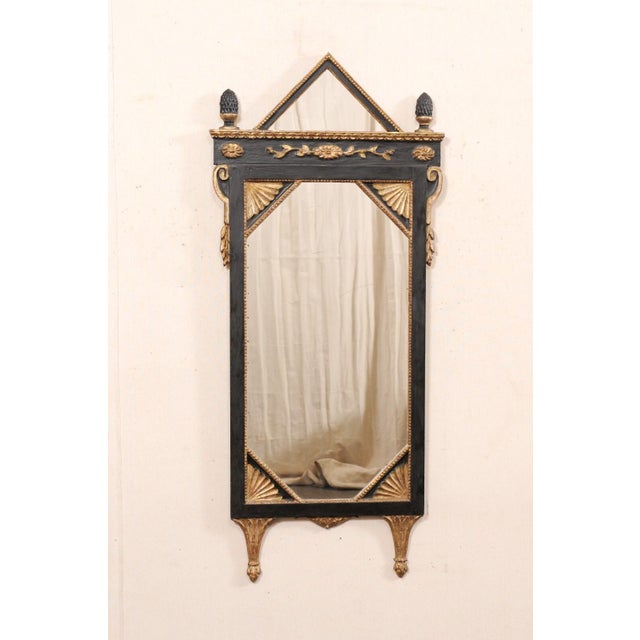 Early 20th Century Black & Gold Neoclassical 5' Tall Mirror, Italy For Sale - Image 9 of 9