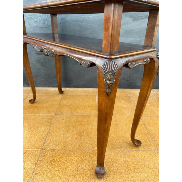 French Louis XV Style Carved Console Table with Cabriolé Legs, 1950 For Sale - Image 11 of 16
