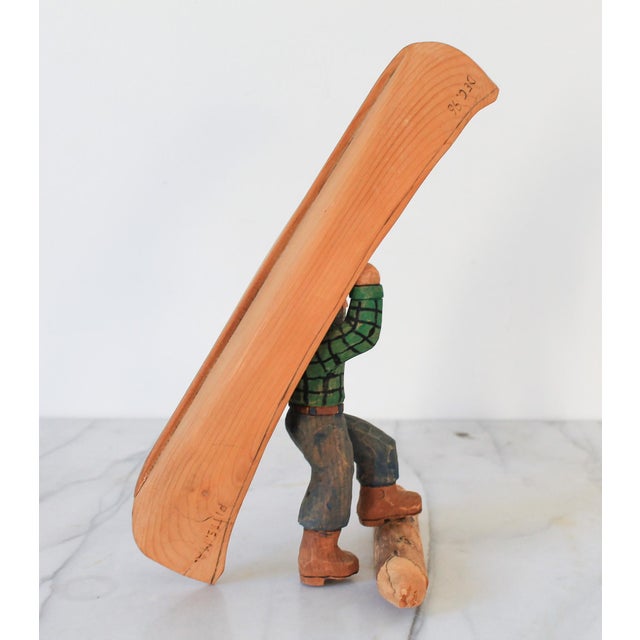 Wood Vintage Hand-Carved Wooden Figurine For Sale - Image 7 of 14