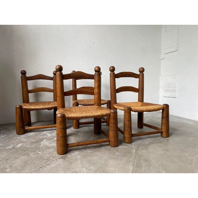 Rustic Low Fireplace Chairs in style of Charles Dudouyt, 1940s, Set of 4 For Sale - Image 3 of 13