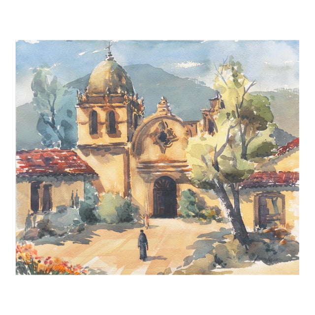 'Carmel Mission' by Henry Hank Volle, Santa Clara, California, Society Western Artists, Architectural For Sale