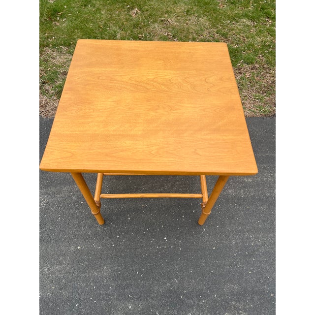 Mid-Century Modern 1960s Mid-Century Modern Birch and Rattan Accessory Table by Heywood Wakefield For Sale - Image 3 of 6