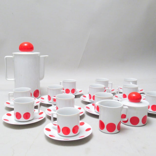 Red Polka Dot Coffee Service, 1970s, Set of 27 For Sale - Image 9 of 12