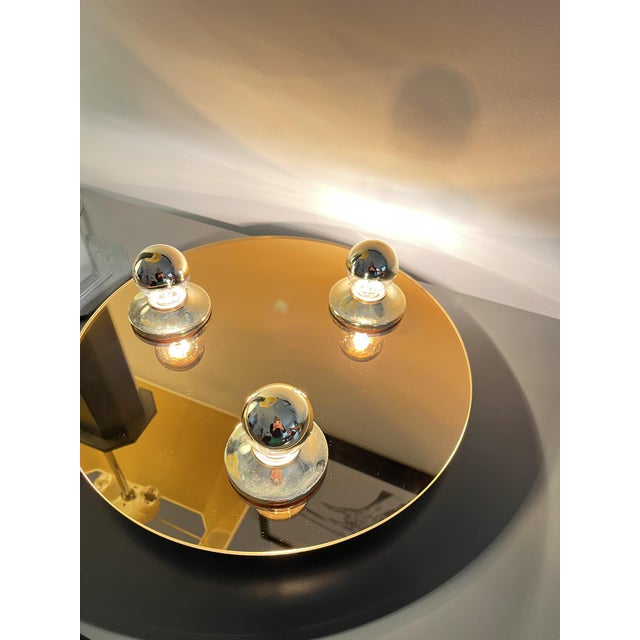 Vintage Pop Art Space Age Bronze Mirrored Wall Lamp, 1980s For Sale - Image 4 of 7