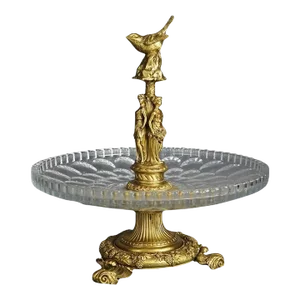 Antique Figural Three Graces Gilt Bronze & Cut Glass Tazza Centerpiece, Circa 1890