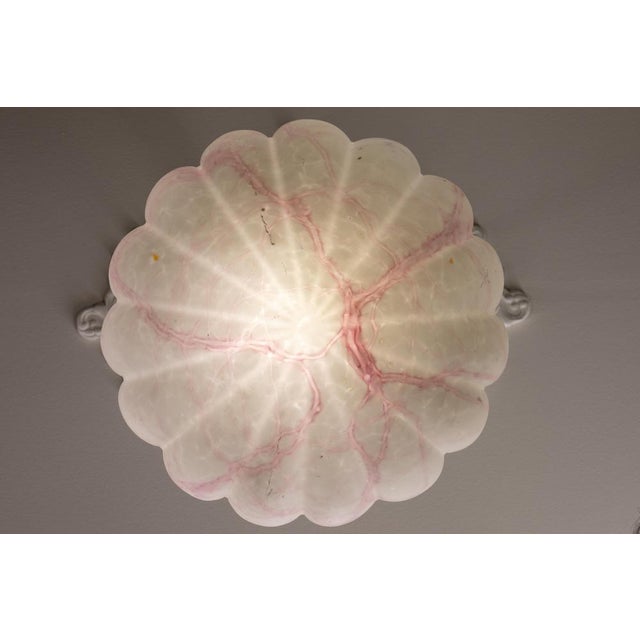 Art Deco White and Pink Marbled Glass and Brass Pendant Light, 1930s For Sale - Image 6 of 18