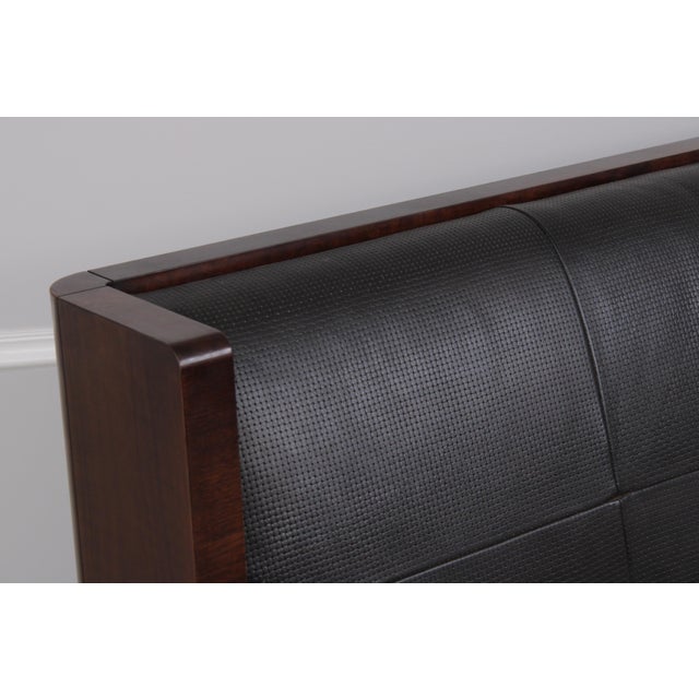 Baker Leather Mahogany Mid Century Modern King Size Bed For Sale - Image 10 of 16