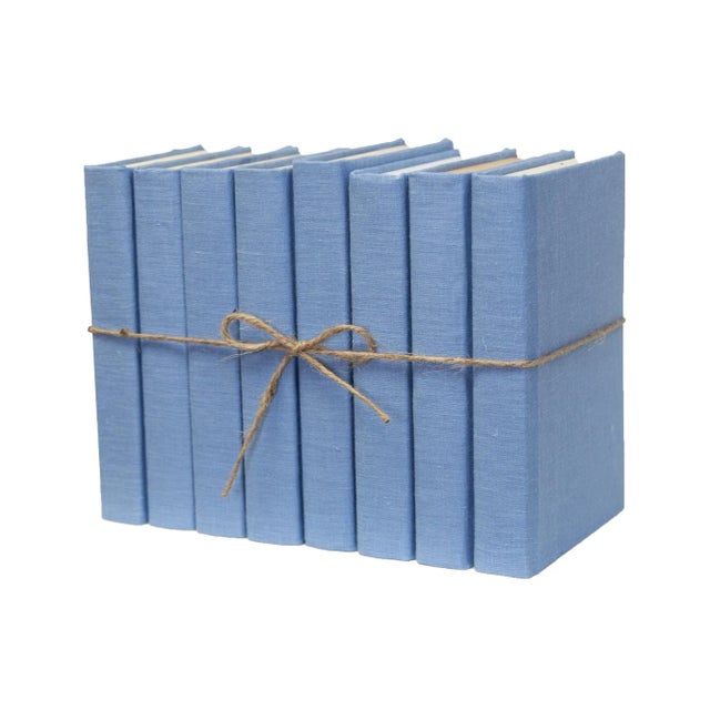 Booth & Williams Decorative Books - Sky Linen Wrapped Book Bundle - 1 Foot of Blue Books For Sale - Image 4 of 4