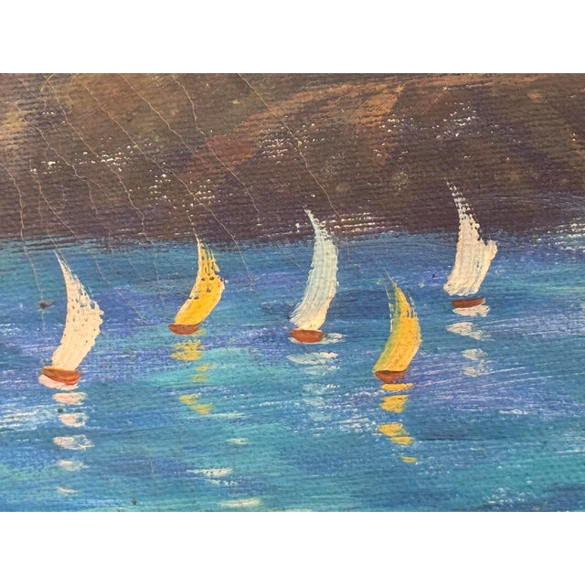 Blue Alfonso Coastal Beach Scene Painting on Canvas For Sale - Image 8 of 12