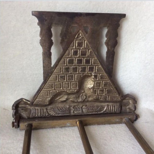Art Deco Antique Art Deco, Egyptian Revival Bookends With Sphinx and Pyramids For Sale - Image 3 of 3