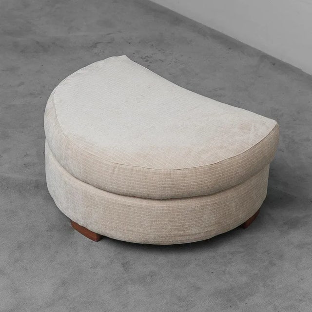Velvet Ottoman with Wooden Feet, 1970s For Sale - Image 9 of 9