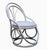White curved wood armchair. It has a distinctive design with a curved wood frame, characterized by rounded shapes and a...