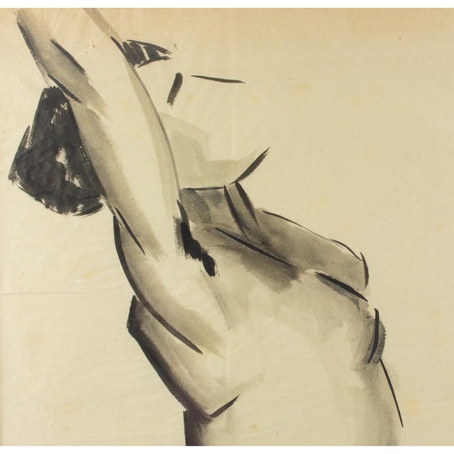 1920s Female Nude Study Black Pencil Drawing by G. Debotoiyche, 1923 For Sale - Image 5 of 15