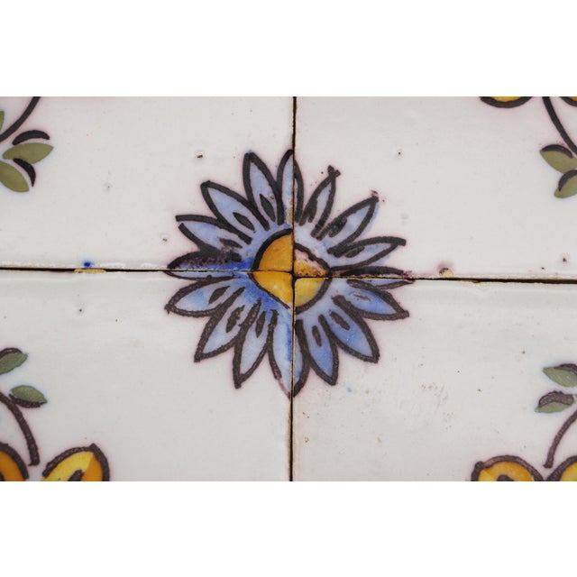 White 19th Century Set of Four Floral Tiles, Portuguese Baroque For Sale - Image 8 of 13