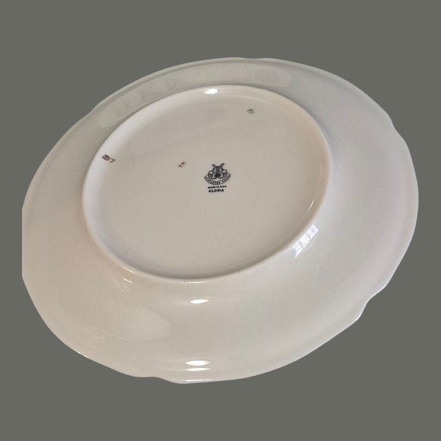 Mid 20th Century Mid 20th Century A Pair of Luncheon Plates Castleton Gloria Porcelain Taupe Roses Blue Band 22Kt Gold Trim For Sale - Image 5 of 6