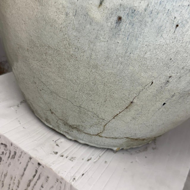 Ceramic White Glazed Round Ceramic Planter with Wide Opening For Sale - Image 7 of 8